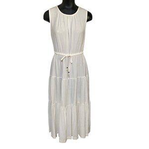 Calvin Klein Gauze Tiered Maxi Dress in Ivory Size 10